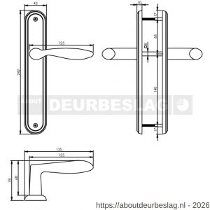Intersteel Living 1695 deurkruk George op schild ovaal 242x43 mm blind nikkel mat - R26000405 - afbeelding 2
