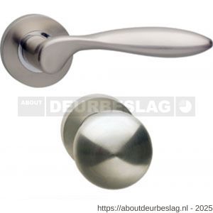 Intersteel 1695 knop-kruk garnituur rechts George op rozet verdekt diameter 52x10 mm met nokken en cilinderrozetten nikkel mat - R26005117 - afbeelding 1