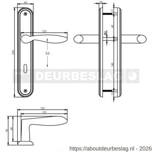 Intersteel Living 1695 deurkruk George op schild ovaal 242x43 mm sleutelgat 56 mm nikkel mat - R26005119 - afbeelding 2