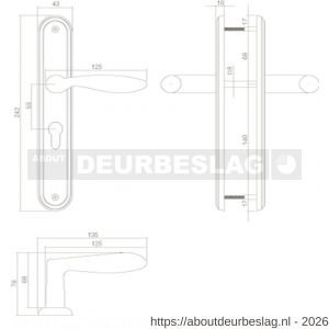 Intersteel Living 1695 deurkruk George op schild ovaal 242x43 mm profielcilindergat 55 mm nikkel mat - R26005121 - afbeelding 2