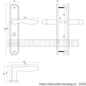 Intersteel 1695 deurkruk George op schild ovaal 242x43 mm WC 78/8 mm nikkel mat - R26005124 - afbeelding 2