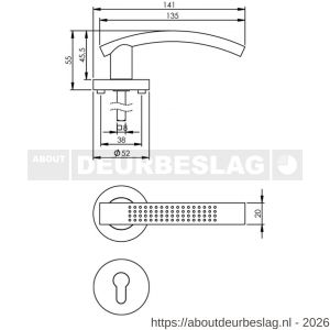 Intersteel 1696 deurkruk William op rozet verdekt diameter 52x10 mm met nokken en cilinderrozetten chroom-nikkel mat - R26005126 - afbeelding 2