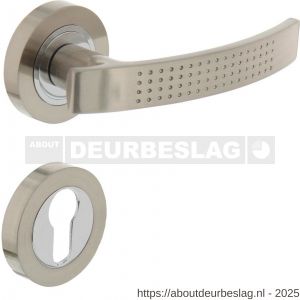 Intersteel 1696 deurkruk William op rozet verdekt diameter 52x10 mm met nokken en cilinderrozetten chroom-nikkel mat - R26005126 - afbeelding 1