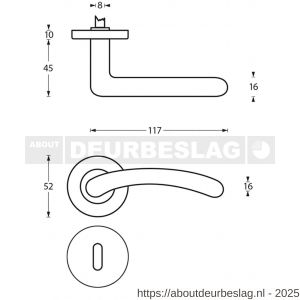 Intersteel 1699 deurkruk Marieke op rozet verdekt diameter 52x10 mm met nokken en sleutelrozetten chroom-nikkel mat - R26005134 - afbeelding 2
