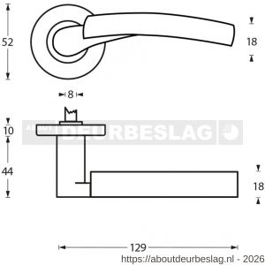Intersteel Living 1700 deurkruk Bryan op rozet verdekt diameter 52x10 mm met nokken chroom-nikkel mat - R26005137 - afbeelding 2