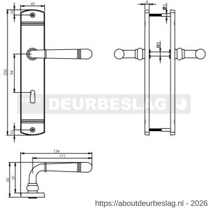 Intersteel Living 1705 deurkruk Helena op schild afgerond 235x45 mm sleutelgat 56 mm nikkel mat - R26009103 - afbeelding 2