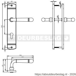 Intersteel Living 1705 deurkruk Helena op schild afgerond 235x45 mm profielcilindergat 55 mm nikkel mat - R26009104 - afbeelding 2