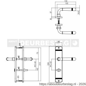 Intersteel Living 1705 deurkruk Helena op schild afgerond 235x45 mm WC 63/8 mm nikkel mat - R26009105 - afbeelding 2