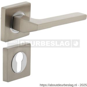 Intersteel 1715 deurkruk Ben op rozet verdekt 55x55x10 mm met nokken en cilinderrozetten chroom-nikkel mat - R26005168 - afbeelding 1
