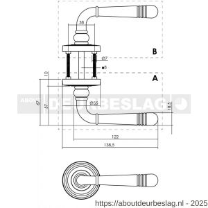 Intersteel 1725 deurkruk gatdeel rechts Helena op rozet verdekt met rillen diameter 55x10 mm met nokken chroom nikkel mat - R26008115 - afbeelding 2