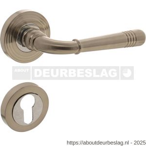 Intersteel 1725 deurkruk Helena op rozet verdekt met rillen diameter 55x10 mm met nokken en cilinderrozetten chroom nikkel mat - R26001779 - afbeelding 1