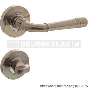 Intersteel 1725 deurkruk Helena op rozet verdekt met rillen diameter 55x10 mm met nokken en WC-sluiting met stift 8x8 mm chroom nikkel mat - R26001780 - afbeelding 1