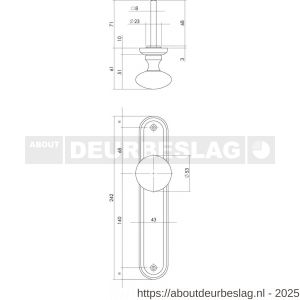 Intersteel 2126 knopschild ovaal 242x43x10 mm met vaste knop Paddenstoel en wisselstift M10-8x89 mm blind nikkel mat - R26005174 - afbeelding 2