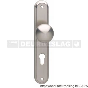 Intersteel 2126 knopschild ovaal 242x43x10 mm met vaste knop Paddenstoel en wisselstift M10-8x89 mm profielcilindergat 72 mm nikkel mat - R26005176 - afbeelding 1