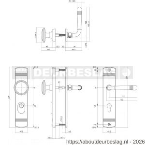 Intersteel Living 3778 voordeurbeslag Helena 239x50 mm knop-kruk profielcilindergat 92 mm met kerntrekbeveiliging nikkel mat - R26010229 - afbeelding 2