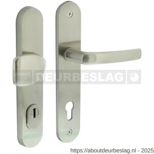 Intersteel Living 3830 voordeurbeslag Ovaal 246x48 mm greep-kruk profielcilindergat 92 mm met kerntrekbeveiliging nikkel mat - R26010231 - afbeelding 1