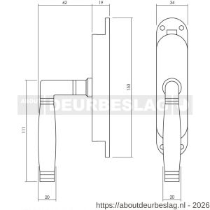 Intersteel Living 5620 set kruk-espagnolet links Ton 222 inclusief stangenset 2x 1250 mm nikkel mat-ebbenhout - R26009335 - afbeelding 2