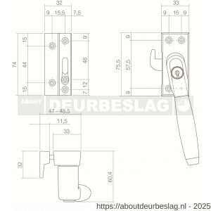 Intersteel Living 6616 SKG* afsluitbare raamsluiting links inclusief sluitplaat met kom Ton 400 nikkel mat-ebbenhout - R26003826 - afbeelding 2