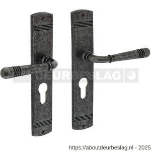 Intersteel 1705 deurkruk Helena op schild afgerond 235x45 mm profielcilindergat 72 mm oud grijs - R26008139 - afbeelding 1