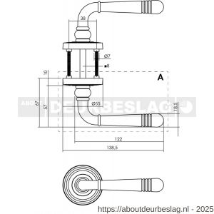 Intersteel 1725 deurkruk gatdeel rechts Helena op rozet verdekt met rillen diameter 55x10 mm met nokken oud grijs - R26008142 - afbeelding 2