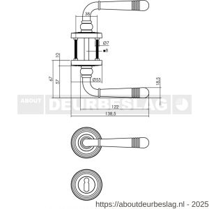 Intersteel 1725 deurkruk Helena op rozet verdekt met rillen diameter 55x10 mm met nokken en sleutelrozetten oud grijs - R26008143 - afbeelding 2