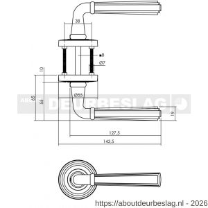 Intersteel Living 1735 deurkruk Bellevue op rozet verdekt met rillen diameter 55x10 mm met nokken oud grijs - R26006748 - afbeelding 2
