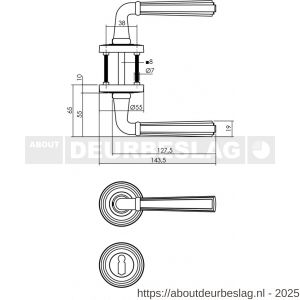 Intersteel 1735 deurkruk Bellevue op rozet verdekt met rillen diameter 55x10 mm met nokken en sleutelrozetten oud grijs - R26008148 - afbeelding 2