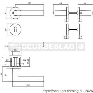 Intersteel 0055 deurkruk Broome met rozet verdekt diameter 50x7 mm met nokken en sleutelrozetten zwart - R26009116 - afbeelding 2