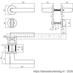 Intersteel 0055 deurkruk Broome met rozet verdekt diameter 50x7 mm met nokken en WC-sluiting met stift 8x8 mm zwart - R26009118 - afbeelding 2