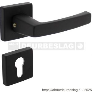 Intersteel 0057 deurkruk Moora met rozet verdekt 50x50x10 mm met nokken en cilinderrozetten zwart - R26009124 - afbeelding 1