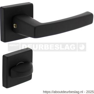 Intersteel 0057 deurkruk Moora met rozet verdekt 50x50x10 mm met nokken en WC-sluiting met stift 8x8 mm zwart - R26009125 - afbeelding 1