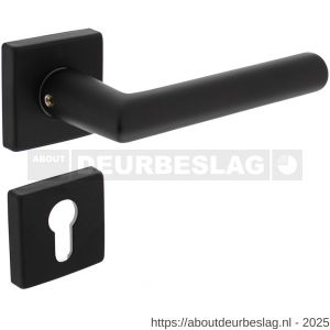 Intersteel 0058 deurkruk Broome met rozet verdekt 50x50x10 mm met nokken en cilinderrozetten zwart - R26009129 - afbeelding 1