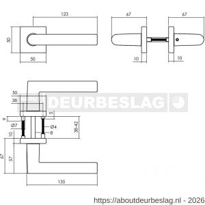 Intersteel Living 0058 set toiletslot 63/8 mm zwart met deurkruk Broome op rozet 50x50 mm en WC-sluiting zwart - R26011046 - afbeelding 2