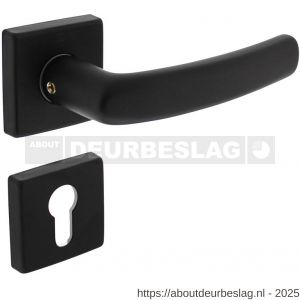 Intersteel 0059 deurkruk Denham met rozet verdekt 50x50x10 mm met nokken en cilinderrozetten zwart - R26009134 - afbeelding 1