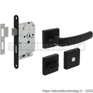 Intersteel Living 0059 set toiletslot 63/8 mm zwart met deurkruk Denham op rozet 50x50 mm en WC-sluiting zwart - R26011048 - afbeelding 1