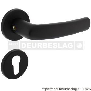 Intersteel 0060 deurkruk Denham met rozet verdekt diameter 50x7 mm met nokken en cilinderrozetten zwart - R26009139 - afbeelding 1