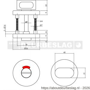 Intersteel Living 0100 WC-sluiting verdekt diameter 56x9 mm met nokken en stift 8x8 mm zwart - R26008171 - afbeelding 2