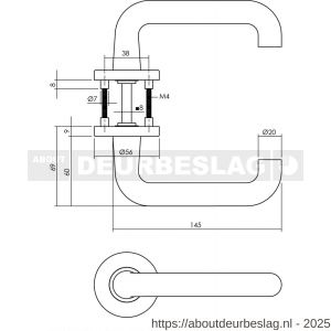 Intersteel 0102 deurkruk Rond op rozet verdekt diameter 55x8 mm met nokken zwart - R26008173 - afbeelding 2