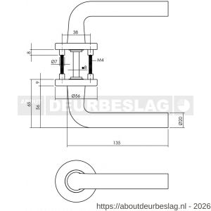 Intersteel Living 0104 deurkruk Recht op rozet verdekt diameter 55x8 mm met nokken zwart - R26008175 - afbeelding 2