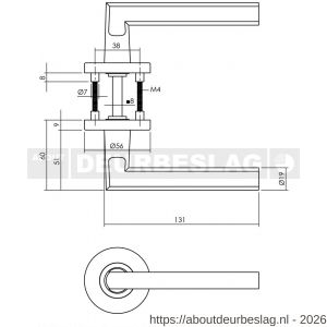 Intersteel Living 0105 deurkruk Vlak-90 graden op rozet verdekt diameter 55x8 mm met nokken zwart - R26008176 - afbeelding 2