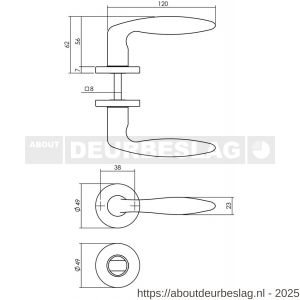 Intersteel 0199 deurkruk Sigaar op rozet verdekt diameter 49x7 mm en WC-sluiting met stift 8x8 mm zwart - R26010626 - afbeelding 2