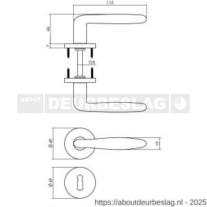 Intersteel 0200 deurkruk Phobos op rozet verdekt diameter 49x7 mm en sleutelrozetten zwart - R26008177 - afbeelding 2