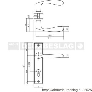 Intersteel 0201 deurkruk Banaan met schild rechthoekig 181x41 mm profielcilindergat 72 mm zwart - R26009147 - afbeelding 2