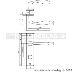 Intersteel 0201 deurkruk Banaan met schild rechthoekig 181x41 mm WC 78/8 mm zwart - R26009148 - afbeelding 2