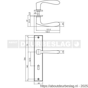 Intersteel 0211 deurkruk Banaan met schild rechthoekig 236x44 mm sleutelgat 72 mm zwart - R26009149 - afbeelding 2