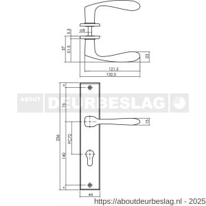 Intersteel 0211 deurkruk Banaan met schild rechthoekig 236x44 mm profielcilindergat 72 mm zwart - R26009150 - afbeelding 2