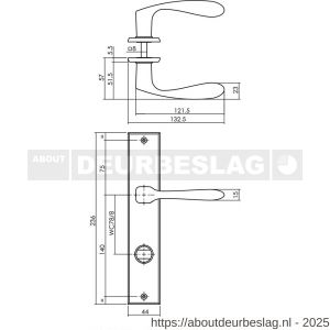 Intersteel 0211 deurkruk Banaan met schild rechthoekig 236x44 mm WC 78/8 mm zwart - R26009151 - afbeelding 2