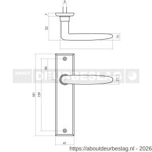 Intersteel Living 0225 deurkruk Sophie met schild rechthoekig 181x41 mm blind zwart - R26008185 - afbeelding 2