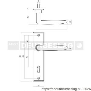 Intersteel Living 0225 deurkruk Sophie met schild rechthoekig 181x41 mm sleutelgat 56 mm zwart - R26008186 - afbeelding 2