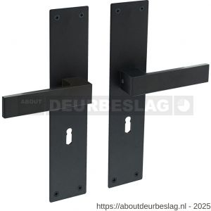 Intersteel Living 0571 deurkruk Amsterdam met schild rechthoekig 250x55x2 mm sleutelgat 56 mm structuur zwart - R26008201 - afbeelding 1